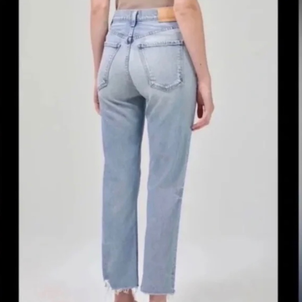 Citizens of Humanity Daphne Crop Jeans 27 Aster Wash High Rise Raw Hem Straight - Picture 4 of 10